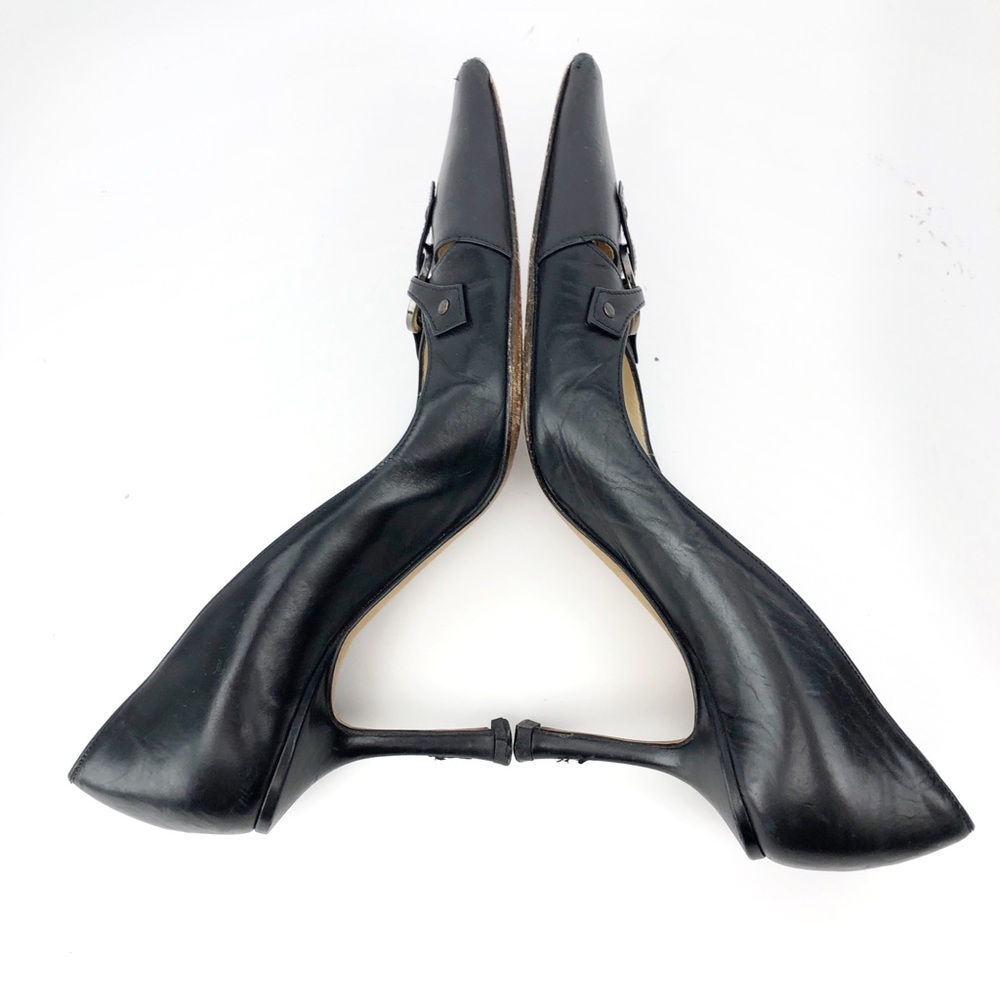 Jimmy Choo Black Smooth Leather Pointy Toe Pumps - Picture 4 of 8